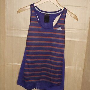 Adidas Women's Purple Red Striped Athletic Tank Top